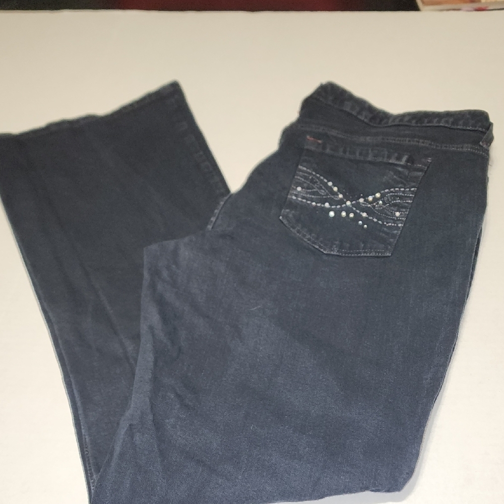 l.e.i Black Embellishes Jeans Sz 18